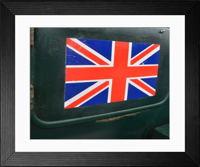 Framed Print : CJ5 4955 Union flag, Bentley door Framed Print : CJ5 4955 Union flag, Bentley door