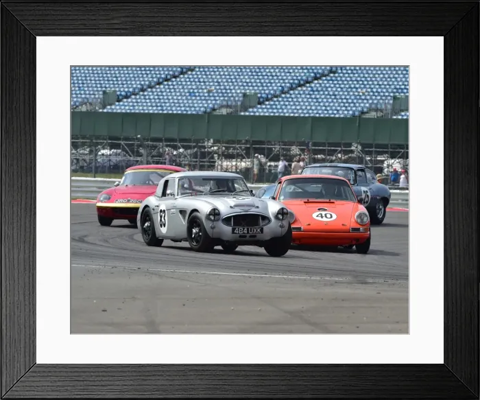 Framed Print : CM3 9794 Jonathan Edwards, Daniel Lee, Austin Healey 3000, 484 UXK, David Amar, Porsche 911