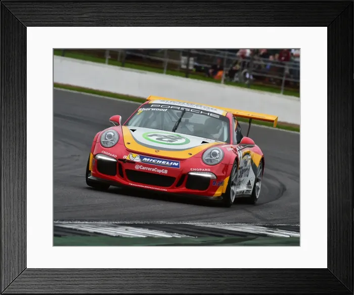Framed Print : CM16 5602 Justin Sherwood, Porsche 911 GT3 Cup