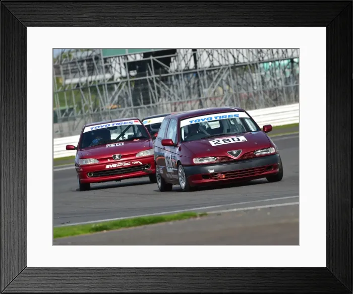 Framed Print : CM21 6126 Ken Adlard, Alfa Romeo 145, Rahim Baloo, Peugeot 306 GTi