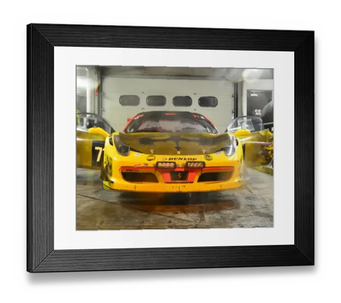 Framed Print : CJ7 0871 Neil Garnham, Matt Le Breton, Rob Young, Ferrari 458 Challenge