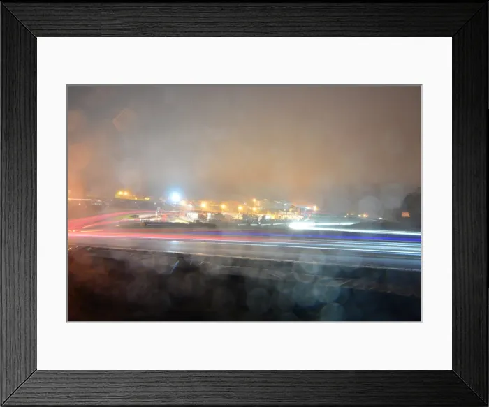 Framed Print : CJ7 0868 Light trails in the hanging light rain at Clearways Framed Print : CJ7 0868 Light trails in the hanging light rain at Clearways