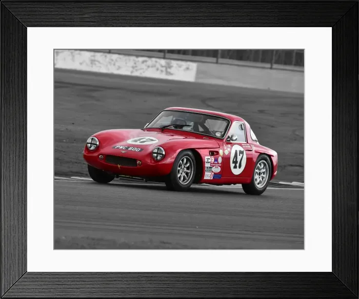 Framed Print : CM19 2719red Malcolm Paul, Rick Bourne, TVR Grantura Mk III