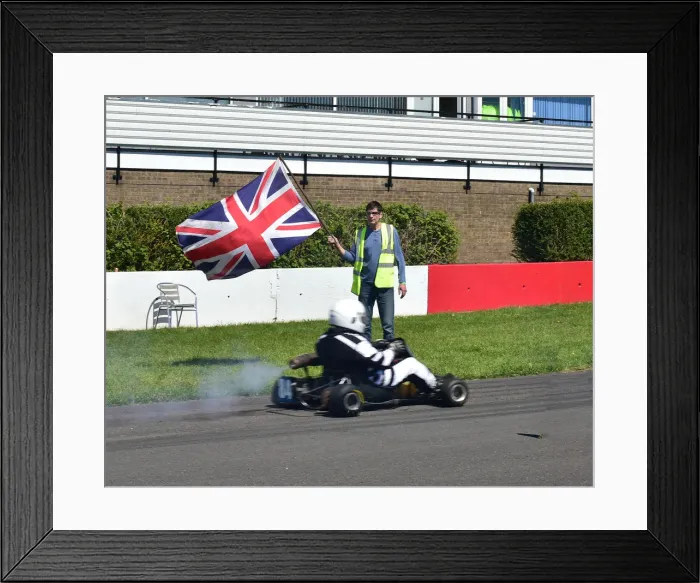 Framed Print : CM23 3845 Brian Malin, waves off karts at start of demonstration session Framed Print : CM23 3845 Brian Malin, waves off karts at start of demonstration session