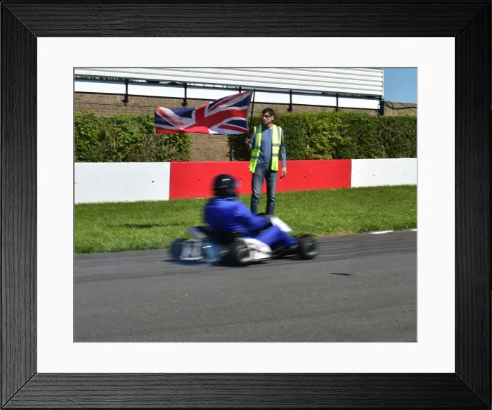 Framed Print : CM23 3852 Brian Malin, waves off karts at start of demonstration session Framed Print : CM23 3852 Brian Malin, waves off karts at start of demonstration session