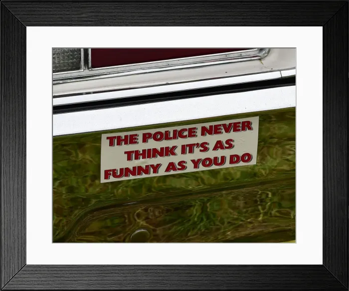 Framed Print : CM23 8890 Police Car Bumper Sticker Framed Print : CM23 8890 Police Car Bumper Sticker