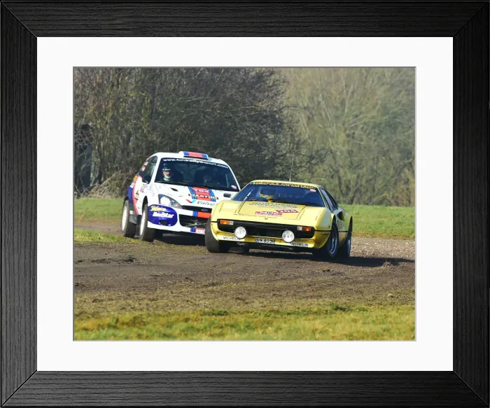 Framed Print : CM26 7286 Tony Worswick, Ferrari 308 GTB, David Wright, Ford Focus WRC 01