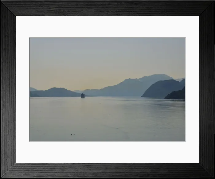 Framed Print : CJ8 1180 Cruise ship sailing out of Galcier bay Framed Print : CJ8 1180 Cruise ship sailing out of Galcier bay