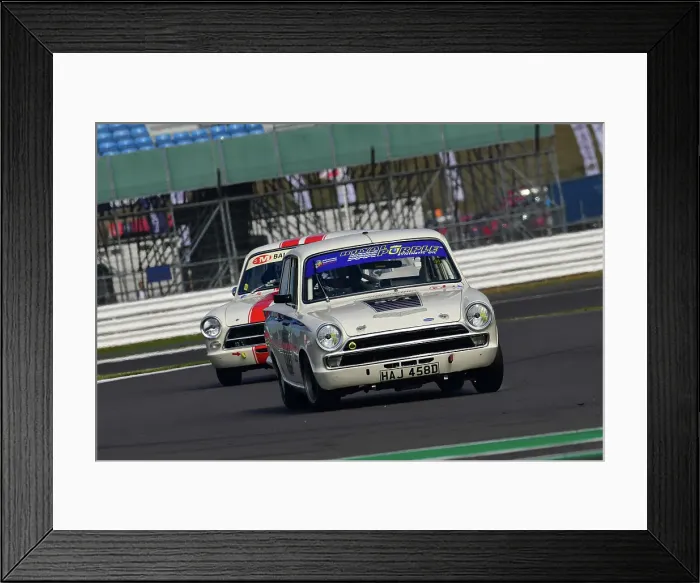 Framed Print : CJ11 8187 Mike Gardiner, Dan Cox, Ford Lotus Cortina