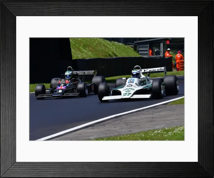 Framed Print : CJ12 9001 Mark Hazell, Williams FW07B, Nick Padmore, Lotus 77 Framed Print : CJ12 9001 Mark Hazell, Williams FW07B, Nick Padmore, Lotus 77