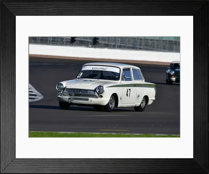 Framed Print : CJ12 2843 Nigel Cox, Ford Lotus Cortina