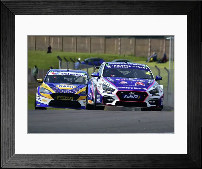 Framed Print : CM35 5146 Tom Ingram, Hyundai i30N, Team Bristol Street Motors, Ashley Sutton, Ford Focus ST, NAPA Racing UK
