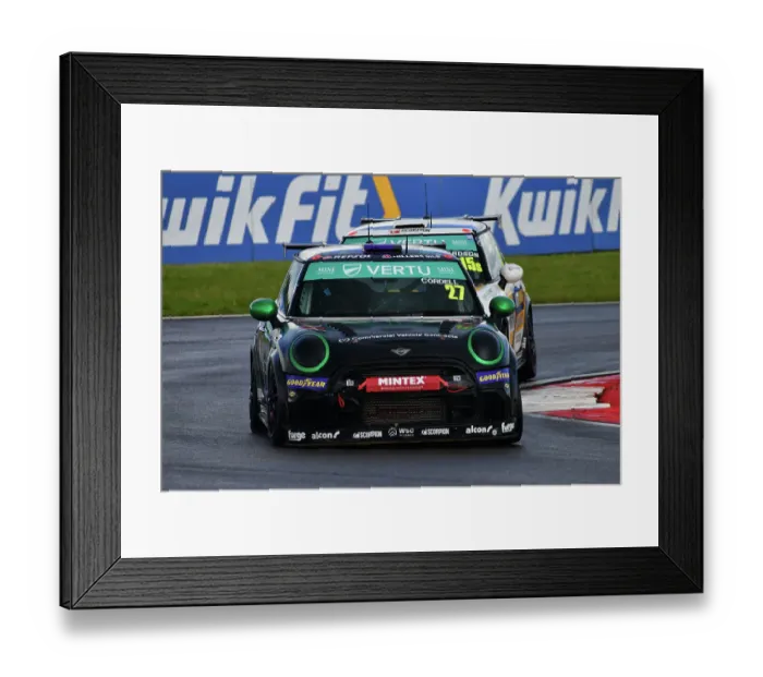 Framed Print : CJ13 9906 Mario Cordell, MINI JCW, Jamsport Racing UK