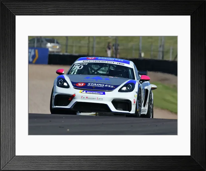 Framed Print : CJ14 5829 Samuel Harvey, Porsche 718 Cayman GT4 Clubsport, Xentek Motorsport