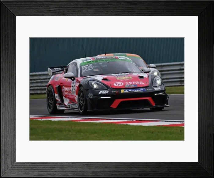 Framed Print : CJ14 6717 George Jaxon, Porsche 718 Cayman GT4 RS Clubsport, Q Mix Concrete with JWB Motorsport