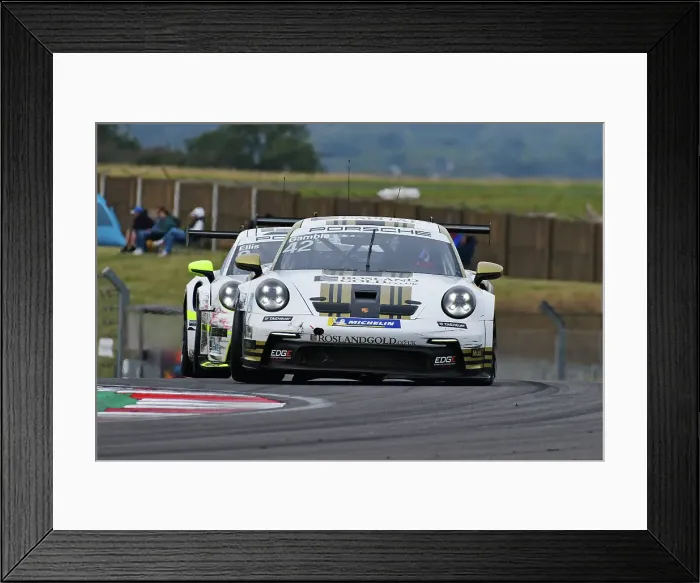Framed Print : CJ14 7025 George Gamble, Rosland Gold by Century Motorsport, Porsche 911 GT3 Cup