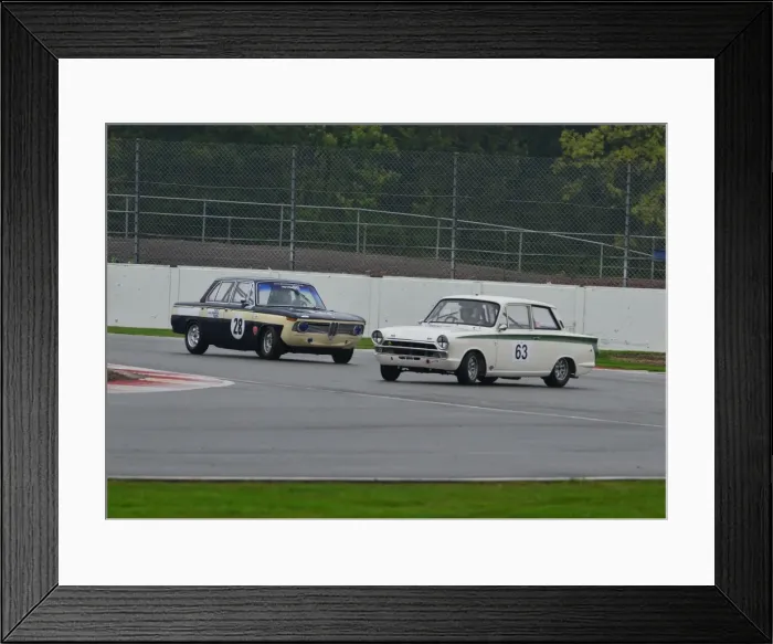 Framed Print : Colin Kingsnorth, BMW 1800 TiSA, Graham Pattle Ford Lotus Cortina