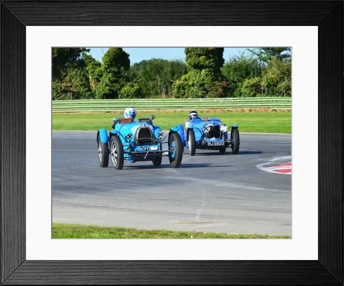 Framed Print : CJ5 0224 Mike Preston, Bugatti T35B, Andy Bush, Riley TT Sprite Replica Framed Print : CJ5 0224 Mike Preston, Bugatti T35B, Andy Bush, Riley TT Sprite Replica