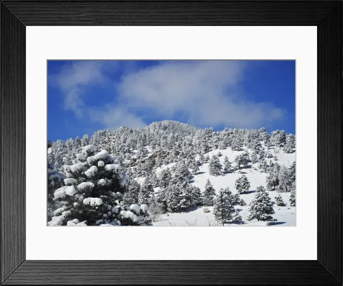 Framed Print : CJ3 3104 Snow and tree covered hills Framed Print : CJ3 3104 Snow and tree covered hills