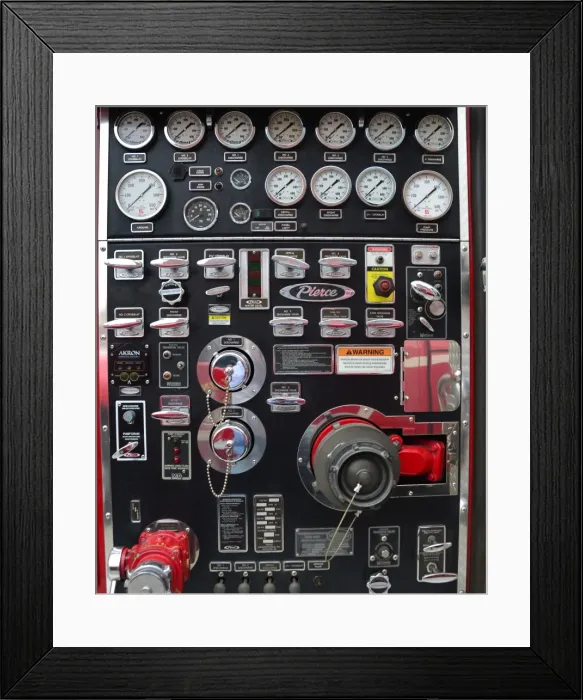 Framed Print : CJ3 3291 Fire Engine Control Panel Framed Print : CJ3 3291 Fire Engine Control Panel