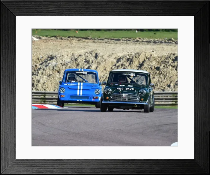 Framed Print : CM1 9477 Roger Godfrey, Austin Cooper S, HKG 942 D, Simon Benoy, Hillman Imp