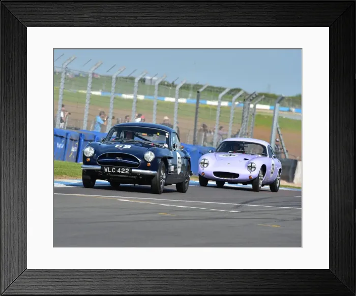 Framed Print : Willie Green, Denis Welch, Jensen 541R, WLC 422, Michael Gans, Jason Wright, Lotus Elite S1, Pre-63 GT Cars, Donington Historic Festival 2014 Framed Print : Willie Green, Denis Welch, Jensen 541R, WLC 422, Michael Gans, Jason Wright, Lotus Elite S1, Pre-63 GT Cars, Donington Historic Festival 2014