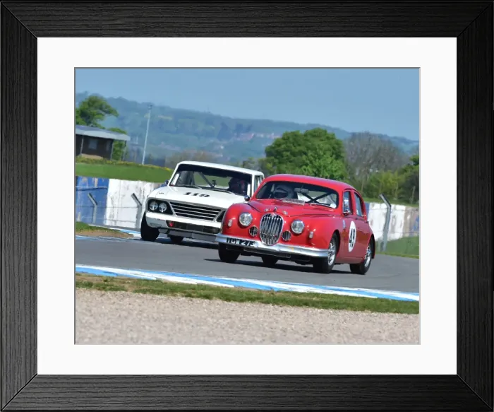 Framed Print : Mike Wilkinson, Phil Bennett, Jaguar Mk1, TGW 273, Nick Whale, Richard Dutton, Studebaker Lark Daytona 500, Donington Historic Festival 2014