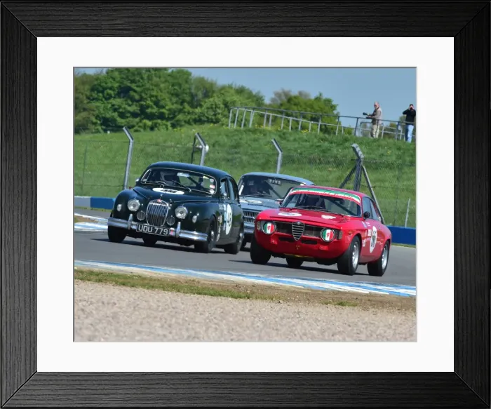 Framed Print : Roz Shaw, Chas Matthews, Alfa Romeo Giulia Sprint GT, Richard Butterfield, Thomas Butterfield, Jaguar Mk1, UDU 779, Donington Historic Festival 2014 Framed Print : Roz Shaw, Chas Matthews, Alfa Romeo Giulia Sprint GT, Richard Butterfield, Thomas Butterfield, Jaguar Mk1, UDU 779, Donington Historic Festival 2014
