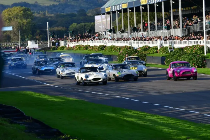 Rights Managed : CJ10 1507 A tyre smoking start to the race Rights Managed : CJ10 1507 A tyre smoking start to the race