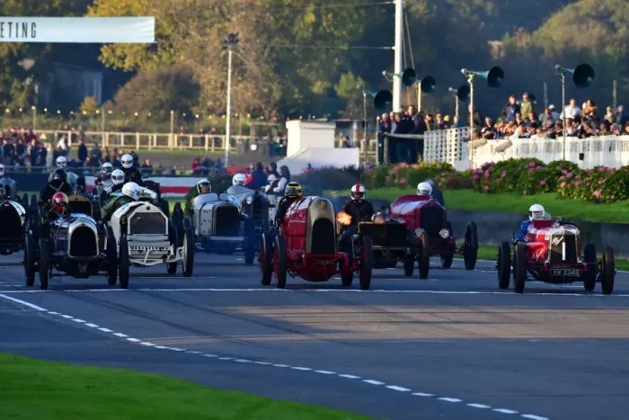 Rights Managed : CJ10 1529 The starting grid, flames from the 1911 Fiat S76 Rights Managed : CJ10 1529 The starting grid, flames from the 1911 Fiat S76