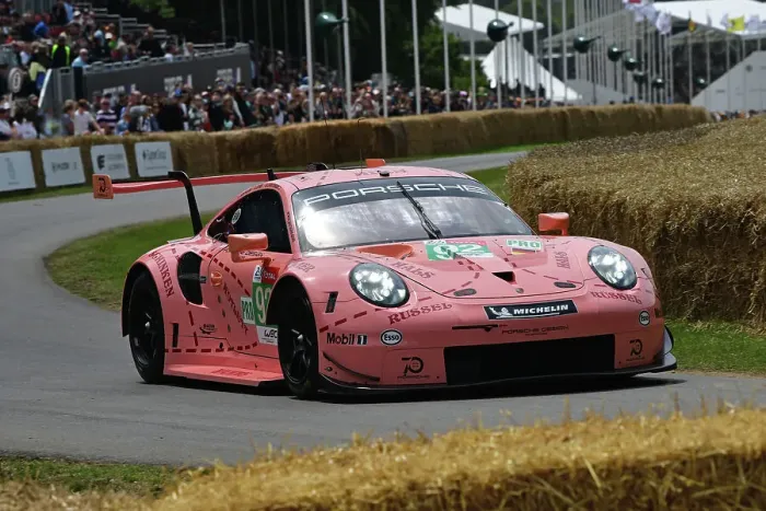 Rights Managed : CJ13 0648 Porsche 911 RSR, Pink Pig livery tribute Rights Managed : CJ13 0648 Porsche 911 RSR, Pink Pig livery tribute