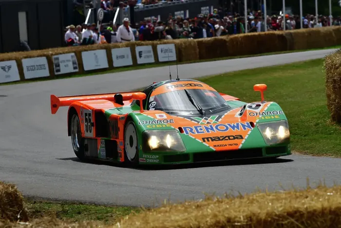 Rights Managed : CJ13 0729 Karun Chandhok, Johnny Herbert, Harry Tincknell, Mazda 787B Rights Managed : CJ13 0729 Karun Chandhok, Johnny Herbert, Harry Tincknell, Mazda 787B