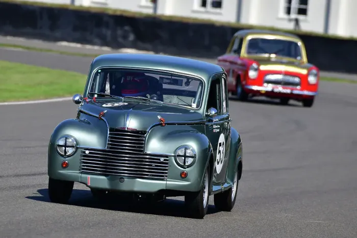 Rights Managed : CJ13 2747 Tiff Needell, Julian Crossley, Jowett Javelin Rights Managed : CJ13 2747 Tiff Needell, Julian Crossley, Jowett Javelin