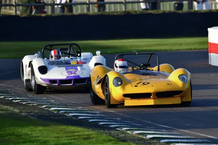 Rights Managed : CJ13 3288 Katsuaki Kubota, Lotus-Ford 30, Adam Sykes, McLaren-Chevrolet M1A Rights Managed : CJ13 3288 Katsuaki Kubota, Lotus-Ford 30, Adam Sykes, McLaren-Chevrolet M1A