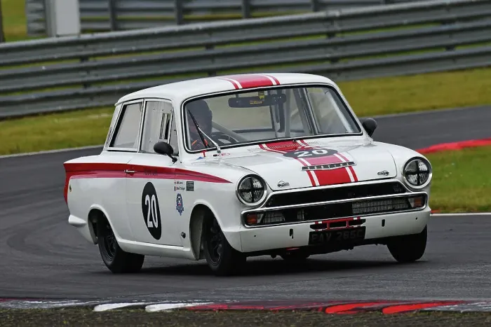 Framed Print : CJ14 2214 Nick Jarvis, Scott Malvern, Lotus Ford Cortina Mk1