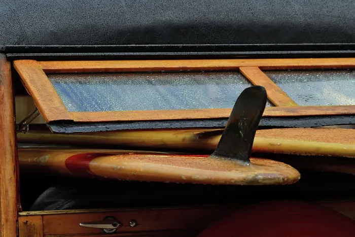 Rights Managed : CJ14 9036 Surf boards in the rear of a Woody Rights Managed : CJ14 9036 Surf boards in the rear of a Woody