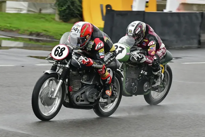 Rights Managed : CJ14 9685 Michael Russell, Michael Rutter, Norton Velocette MSS, Jeremy McWilliams, Norton Dayton Manx Rights Managed : CJ14 9685 Michael Russell, Michael Rutter, Norton Velocette MSS, Jeremy McWilliams, Norton Dayton Manx