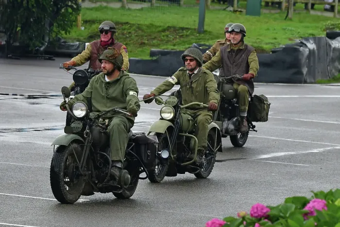 Rights Managed : CJ14 9767 Some Harley Davidsons and an Ariel ex-Military motorcycles Rights Managed : CJ14 9767 Some Harley Davidsons and an Ariel ex-Military motorcycles