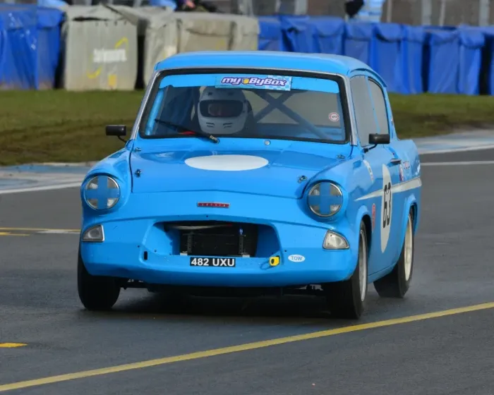 Framed Print : CJ3 1232 John Pugsley, Ford Anglia, 482 UXU