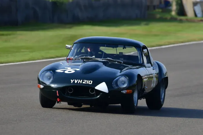 Rights Managed : CJ9 7862 John Spiers, Tiff Needell, Jaguar E-Type lightweight Rights Managed : CJ9 7862 John Spiers, Tiff Needell, Jaguar E-Type lightweight