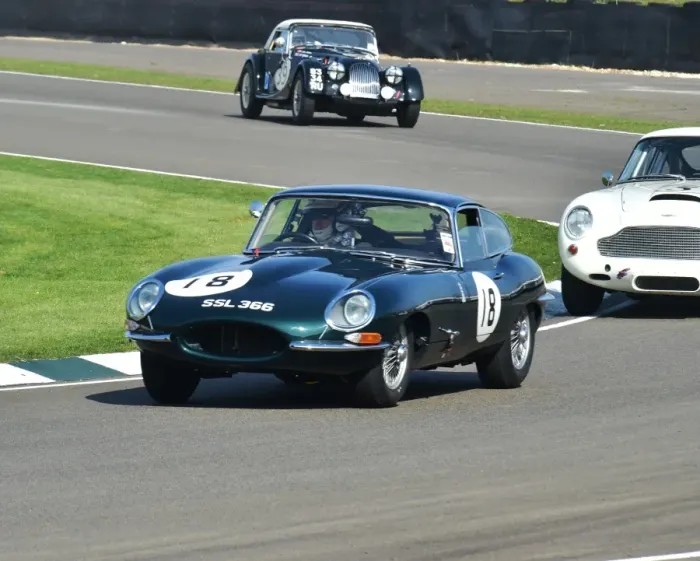 Rights Managed : CM1 0985 David Hall, M O Shea, Jaguar E-Type FHC, SSL 366 Rights Managed : CM1 0985 David Hall, M O Shea, Jaguar E-Type FHC, SSL 366