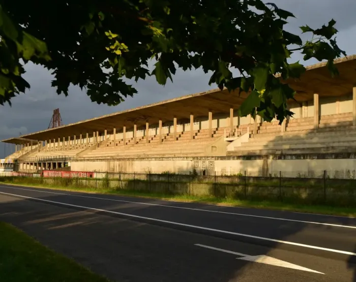 Framed Print : CM14 9828 Pits and Grandstand Reims-Gueux Framed Print : CM14 9828 Pits and Grandstand Reims-Gueux