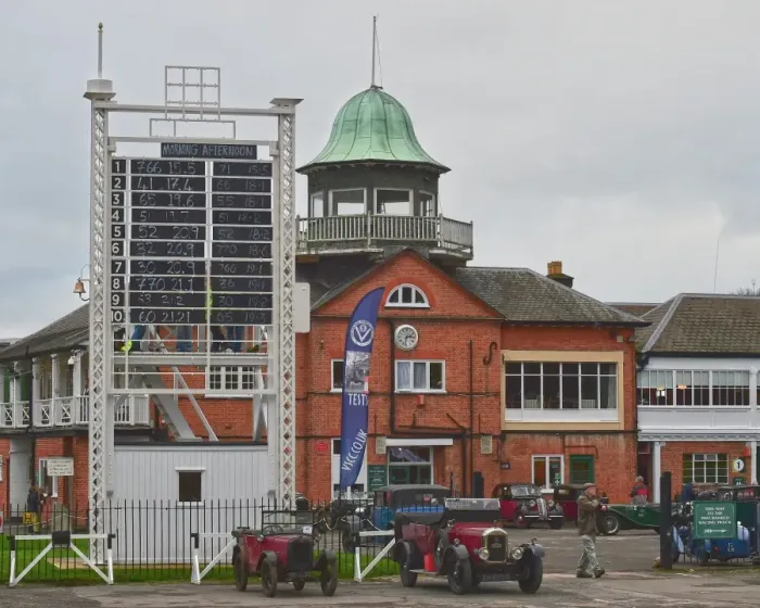Framed Print : CM22 3191 Brooklands Clubhouse and scoreboard