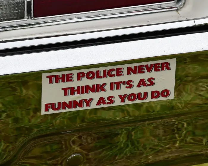 Framed Print : CM23 8890 Police Car Bumper Sticker Framed Print : CM23 8890 Police Car Bumper Sticker