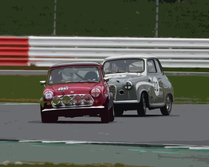 Framed Print : CM26 6797 Andy Newbound, Morris Mini, Ivan Dutton, Austin A30
