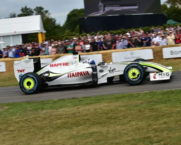 Rights Managed : CM28 7713 Rubens Barrichello, Anthony Davidson, Brawn-Mercedes BGP 001