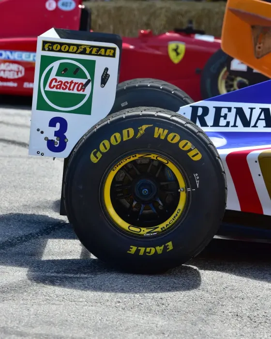 Rights Managed : CM28 8444 Goodwood Eagle tyre, Ted Zorbas, Williams Renault FW19 Rights Managed : CM28 8444 Goodwood Eagle tyre, Ted Zorbas, Williams Renault FW19