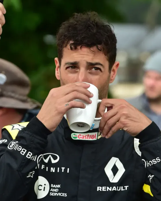 Rights Managed : CM28 9367 Daniel Ricciardo, enjoys a cuppa Rights Managed : CM28 9367 Daniel Ricciardo, enjoys a cuppa