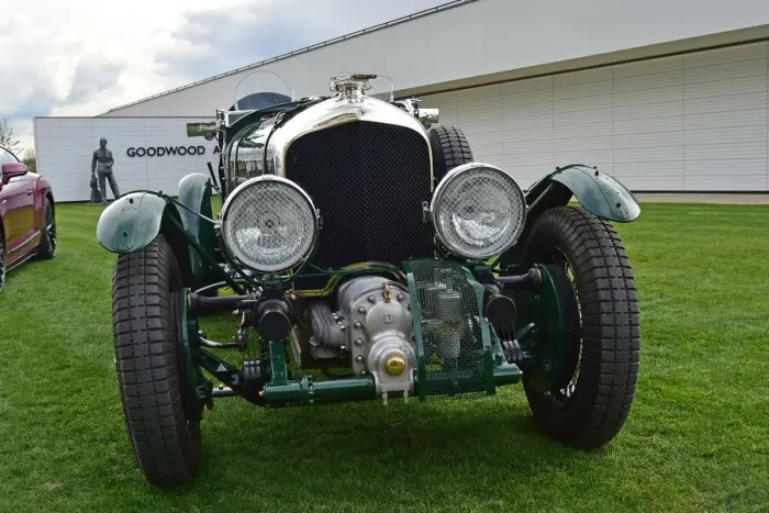 Rights Managed : CM32 6286 Blower Bentley outside the Goodwood Aerodrome building Rights Managed : CM32 6286 Blower Bentley outside the Goodwood Aerodrome building