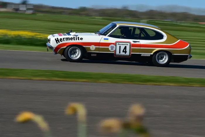 Rights Managed : CM32 6550 John Spiers, Tiff Needell, Ford Capri Mk2 3 litre S Rights Managed : CM32 6550 John Spiers, Tiff Needell, Ford Capri Mk2 3 litre S